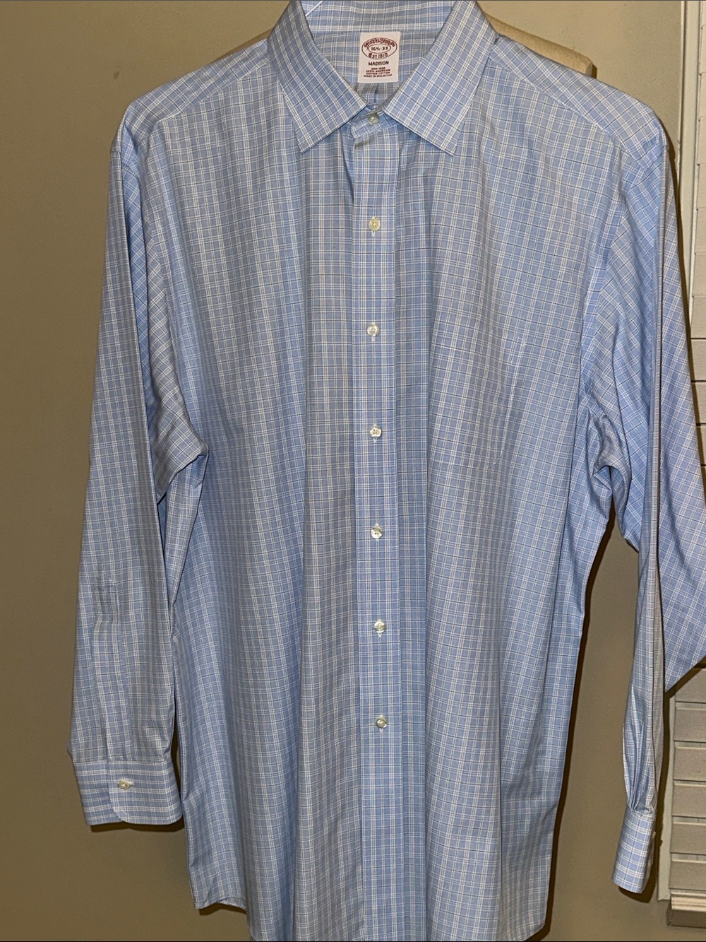 Brooks Brothers Light Blue Windowpane Dress Shirt